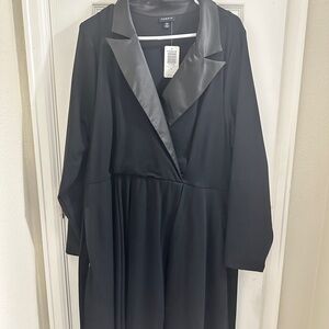 Torrid Black Long Sleeve Dress with Satin Lapel